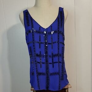 Cache Royal Blue Sequin Tank Top
